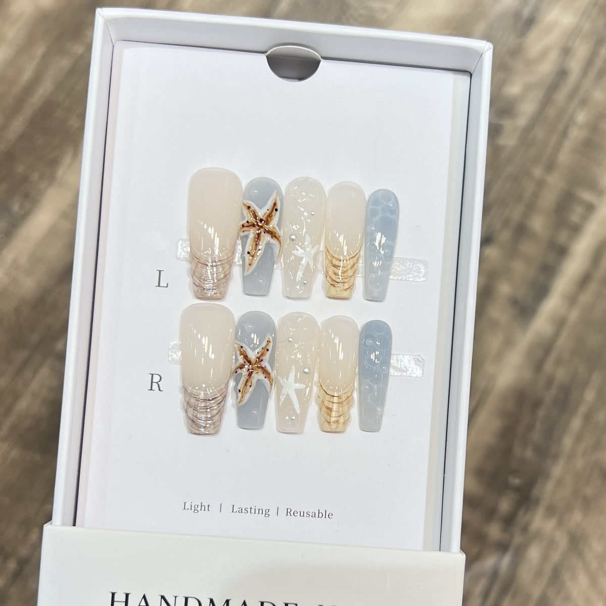 Handmade Coastal-Inspired Press-On Nail Set Acalora