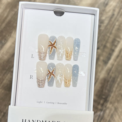 Handmade Coastal-Inspired Press-On Nail Set Acalora