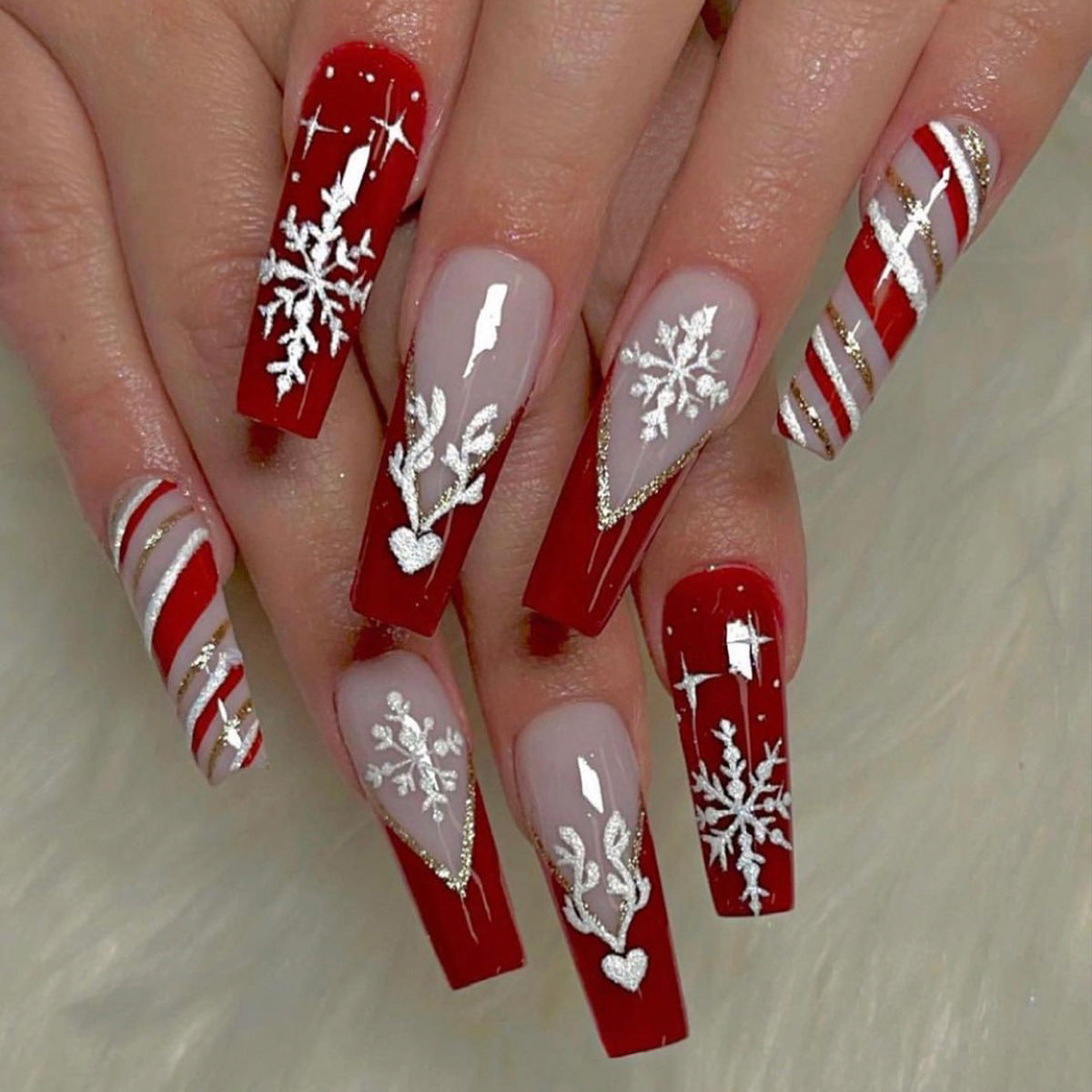 Elegant Stiletto Press-On Nail Set with Unique Design Acalora