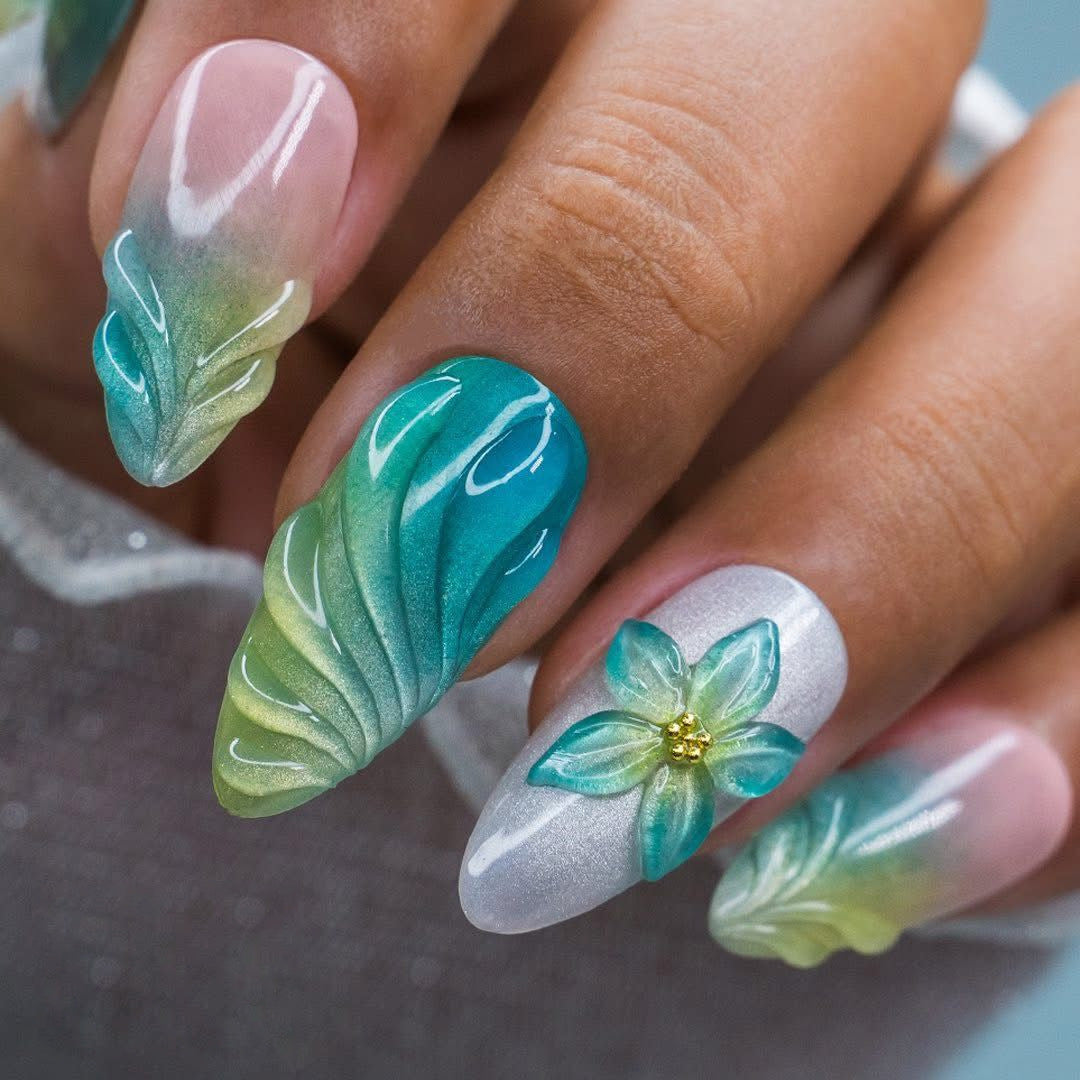 Artificial nails with playful floral design Acalora