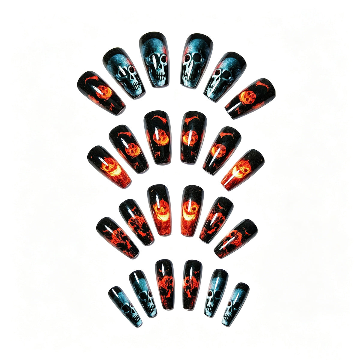 Artistic Skull & Flames Nail Art Designs Acalora