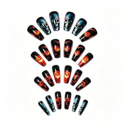 Artistic Skull & Flames Nail Art Designs Acalora