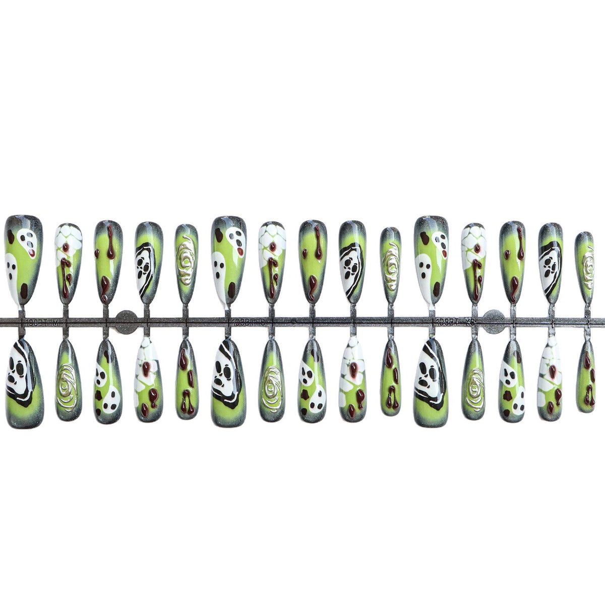 Artistic Press-On Nail Set with Unique Halloween Designs Acalora