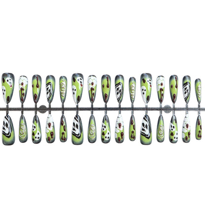 Artistic Press-On Nail Set with Unique Halloween Designs Acalora