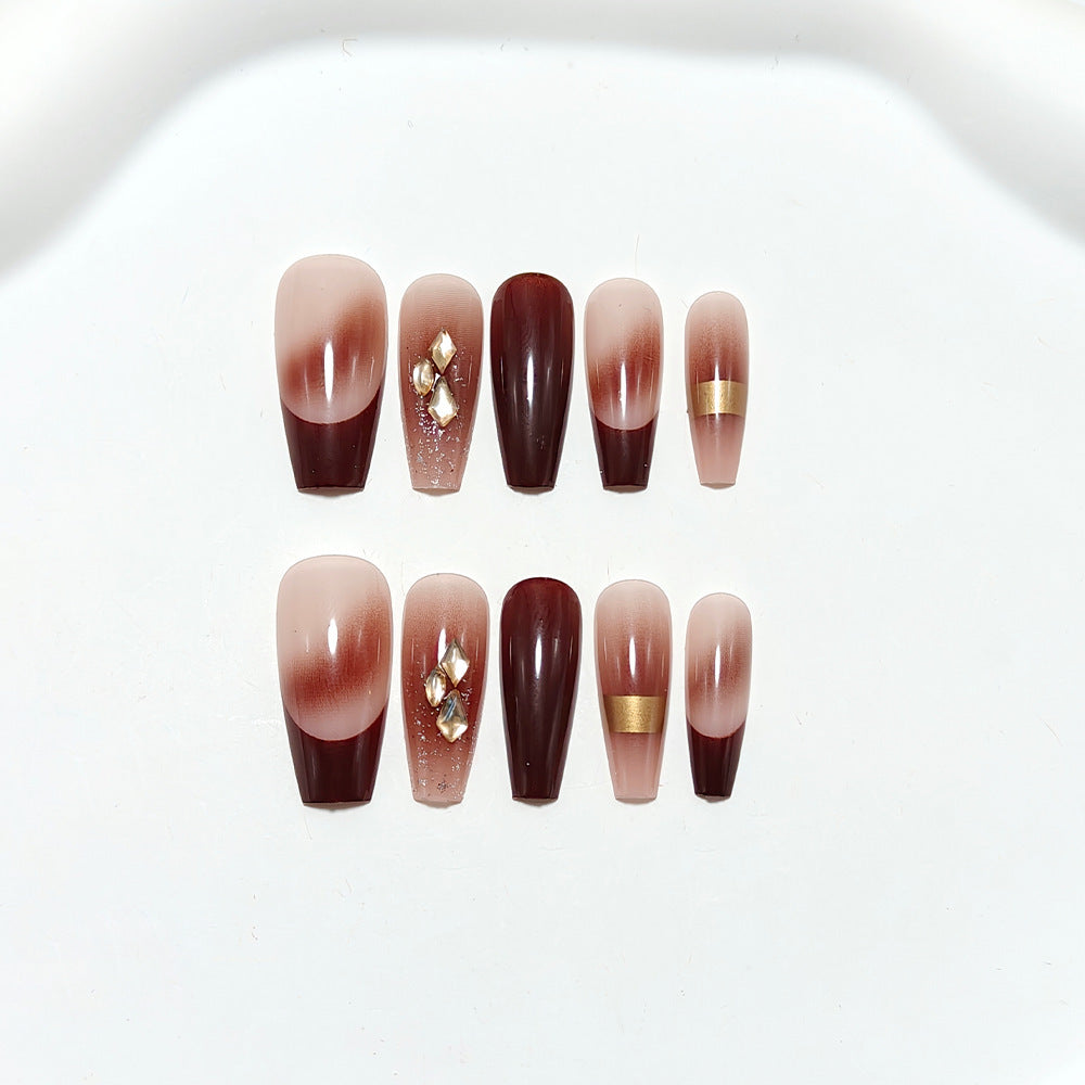 Luxurious artificial nails with glamorous decorations Acalora