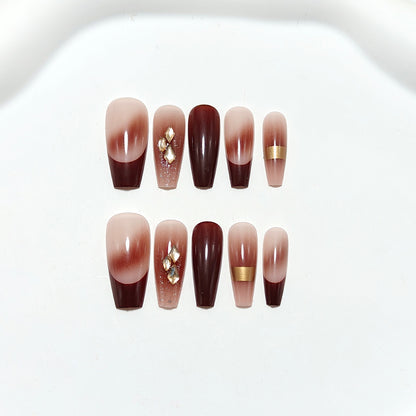 Luxurious artificial nails with glamorous decorations Acalora