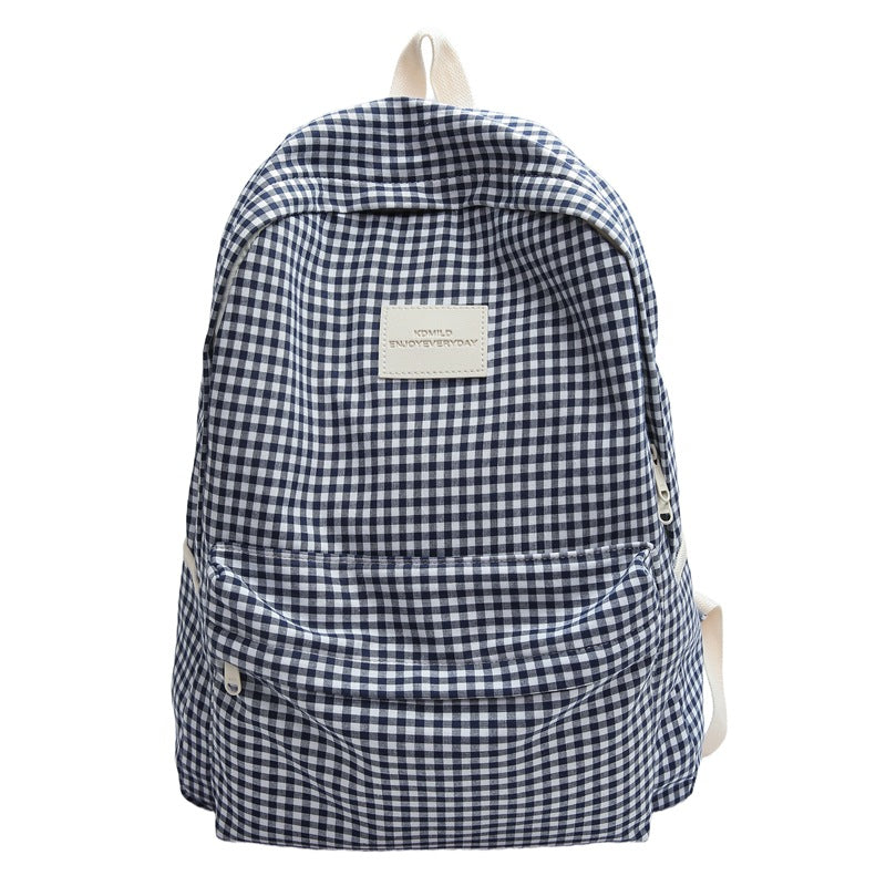 Checked Design Casual School Backpack Bowlift