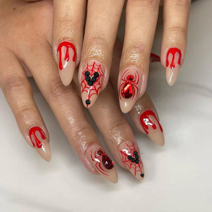 Artificial nail set with Halloween motif and intricate decorations Acalora