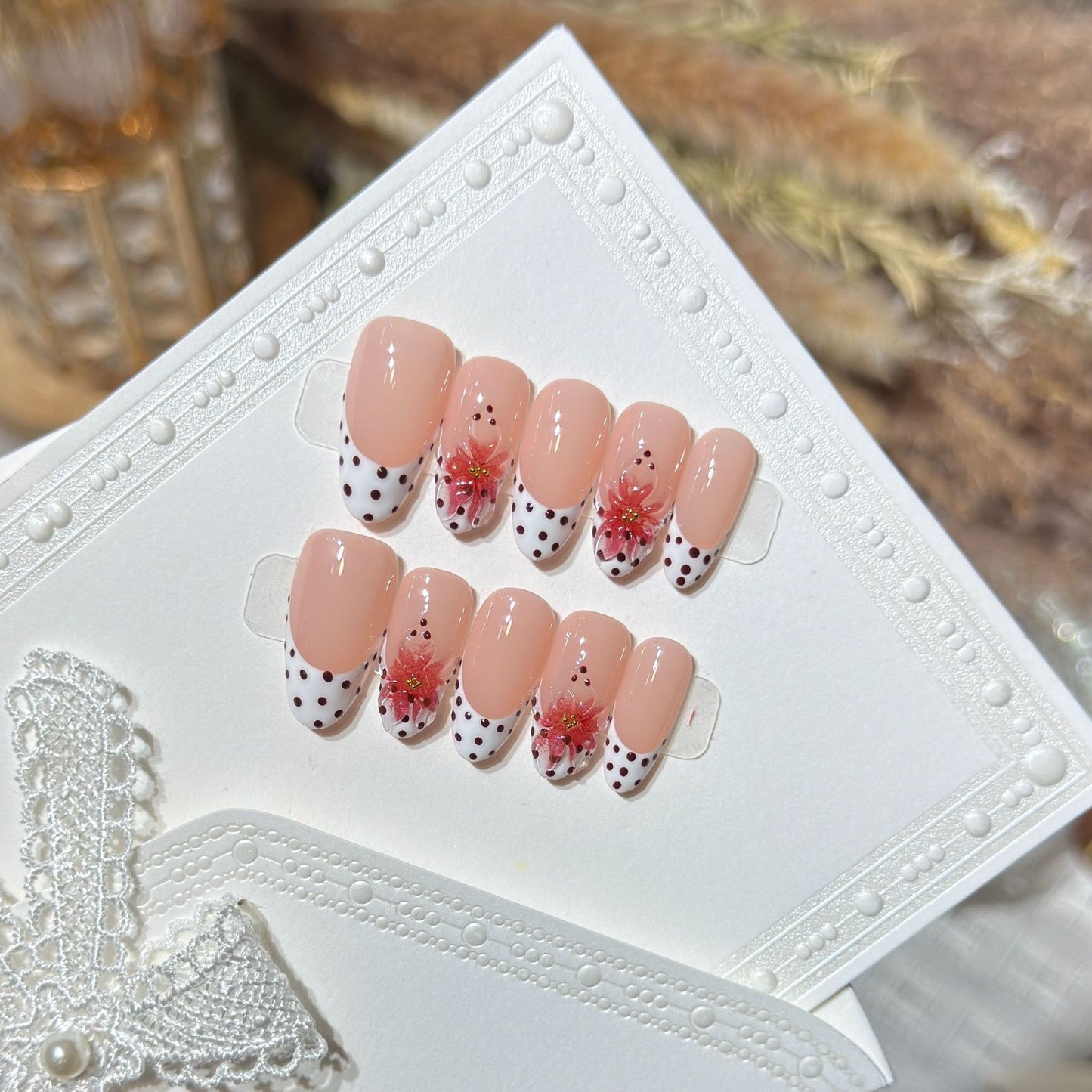 Elegant Floral Press-On Nails Acalora