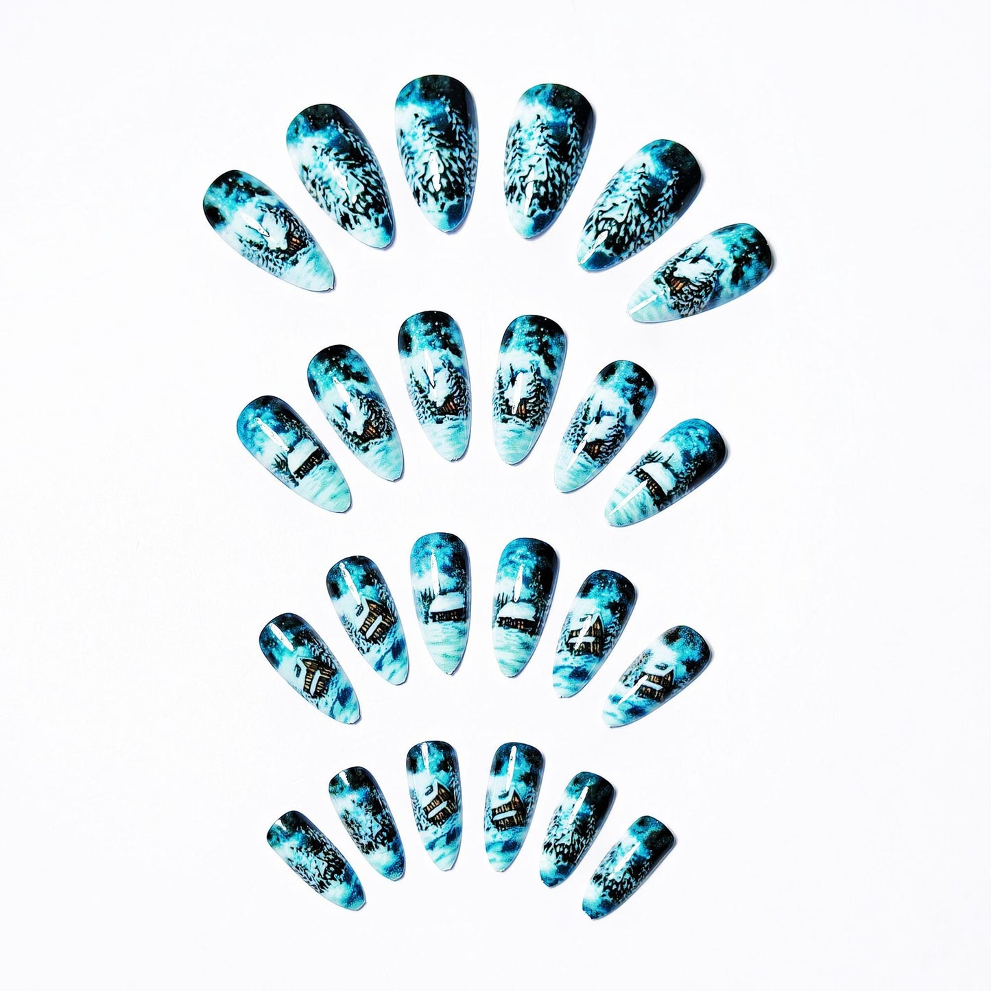 Artistic Winter Cabin Nail Art Acalora