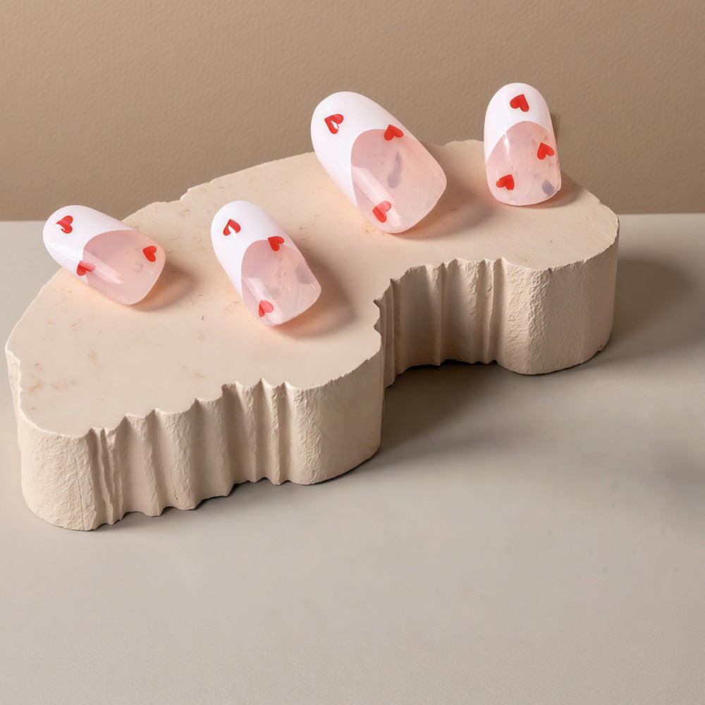 Artificial nails with romantic heart decorations Acalora