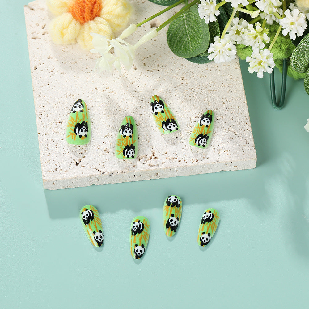 Nail art with cute panda design Acalora