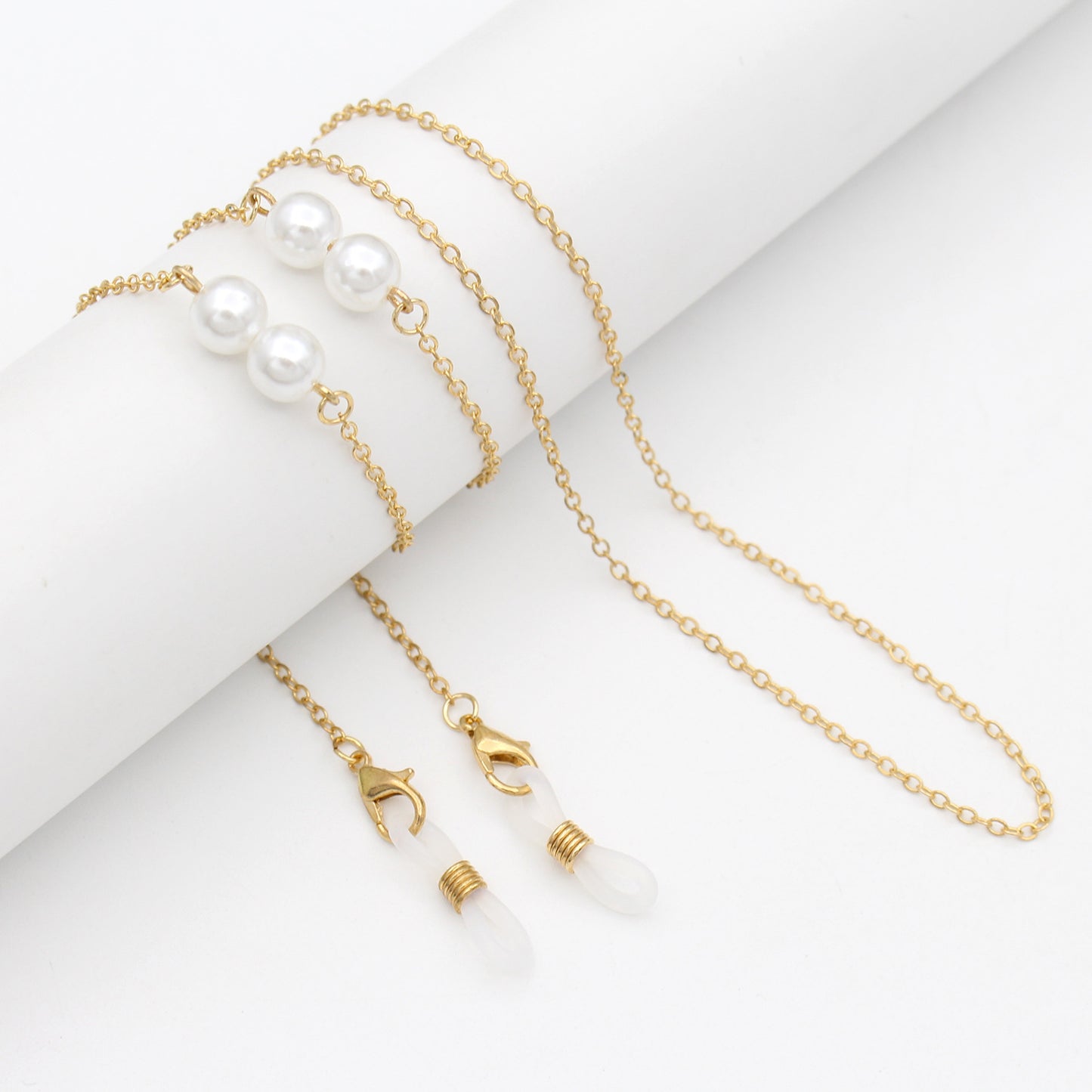 Elegant Pearl-Accented Eyewear Retainer Chain Acalora
