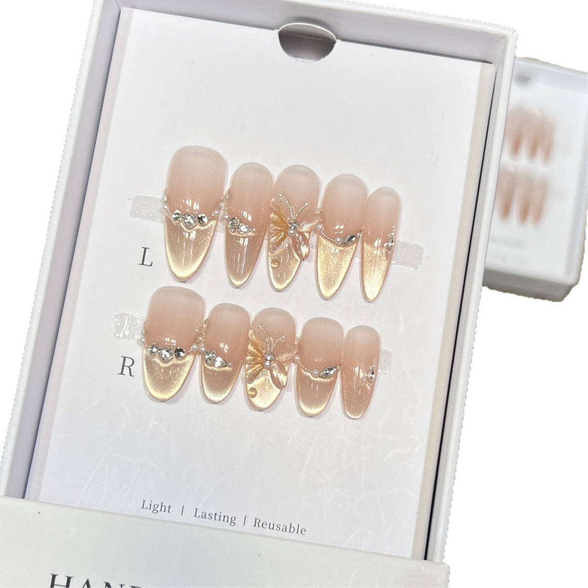 Elegant Butterfly-Accent Press-On Nail Set Acalora