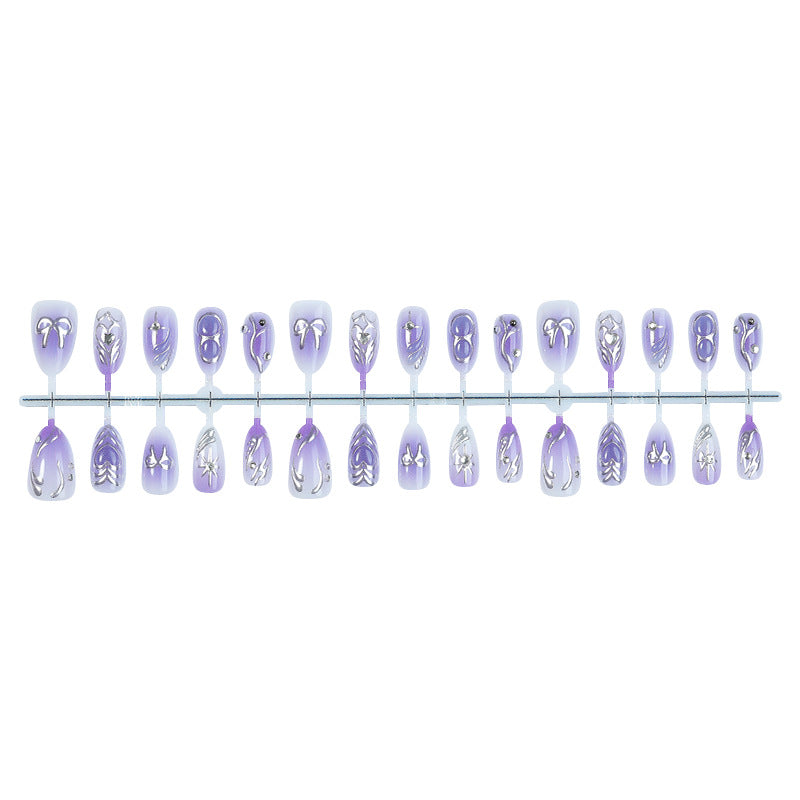 Artistic Press-On Nail Set with Elegant Floral Designs Acalora