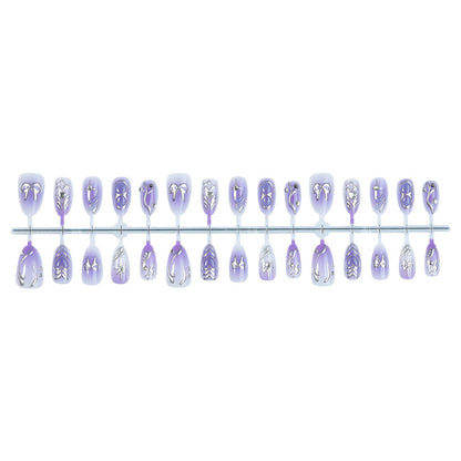 Artistic Press-On Nail Set with Elegant Floral Designs Acalora