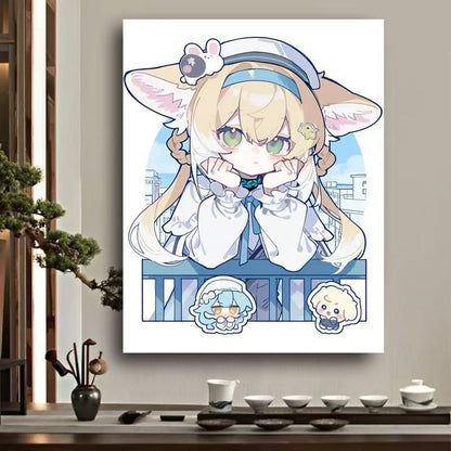 Whimsical Anime Character Canvas Art