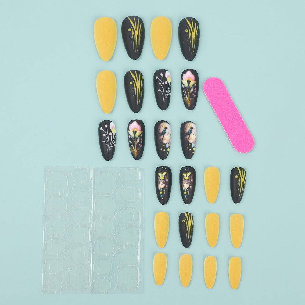 Artificial nails with floral patterns and accessories Acalora