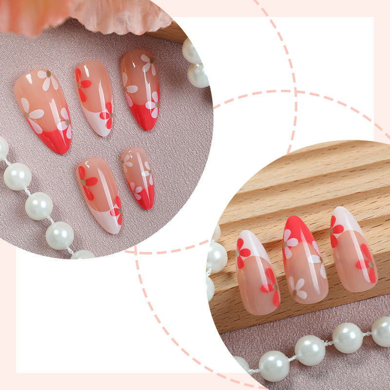 Floral Patterned Press-On Nail Set Acalora