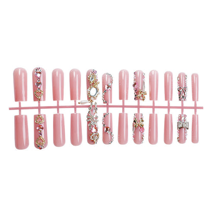Decorative Press-On Nail Art Set with Glamorous Gem Accents Acalora
