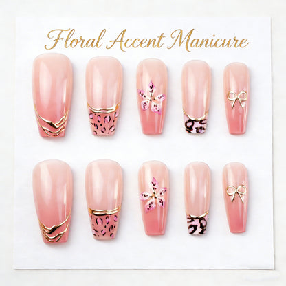 Acrylic nail set with glamorous golden accents Acalora