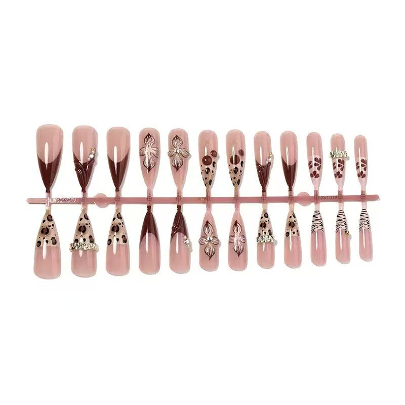 Elegant Stiletto Press-On Nail Art Set with Floral and Animal Prints Acalora