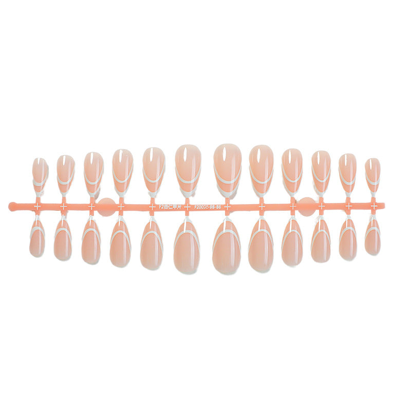 Designer Press-On Nail Set with Elegant Geometric Patterns Acalora