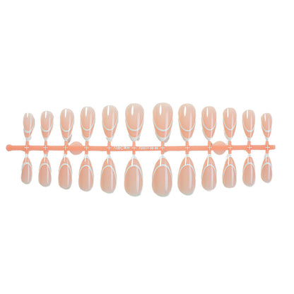 Designer Press-On Nail Set with Elegant Geometric Patterns Acalora