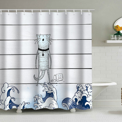Artistic Dog Illustration Shower Curtain