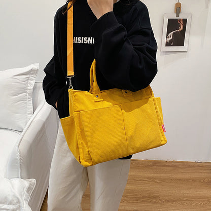 Corduroy Multi-Pocket Tote Bag Acalora