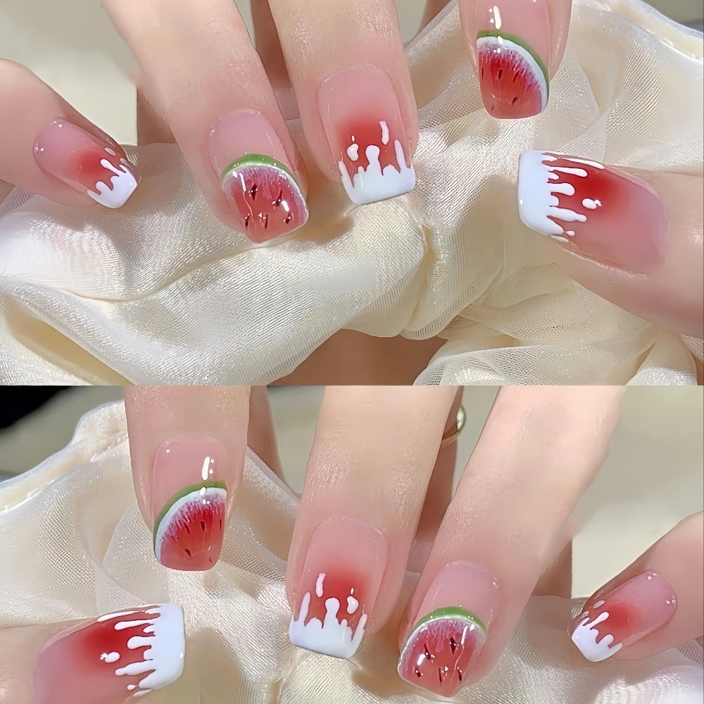 Artificial nails in stylish watermelon design Acalora
