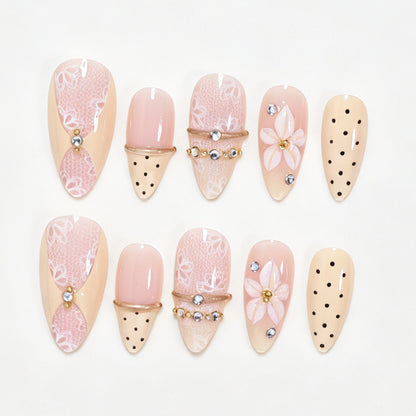 Elegant Floral Design Press-On Nail Tips Acalora