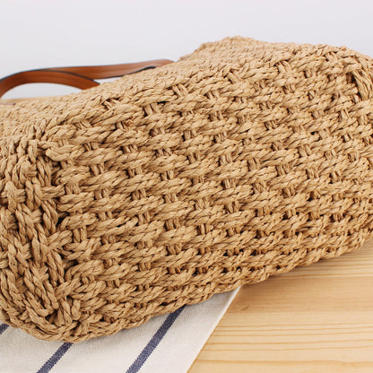Durable straw tote bag with sturdy leather handles Bowlift