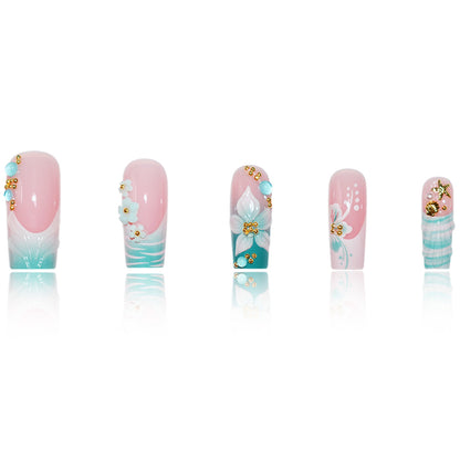Decorative Floral Pattern Press-On Nails Acalora