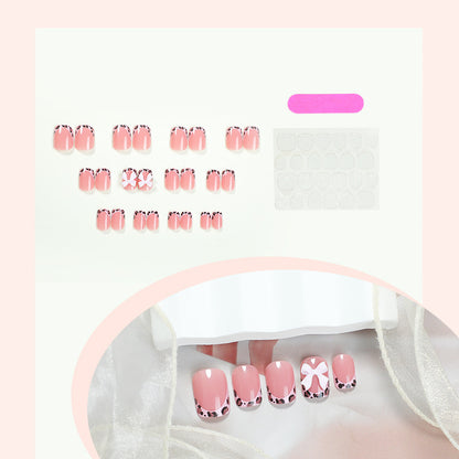 Stylish Press-On Nail Art Set with Decorative Floral Designs Acalora