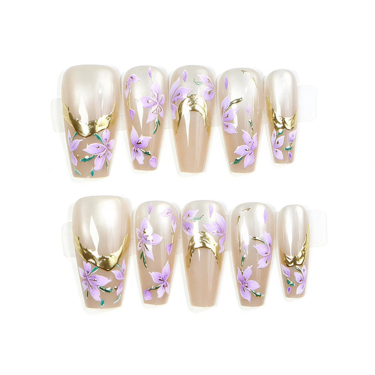 Elegant Floral Press-On Nail Set Acalora