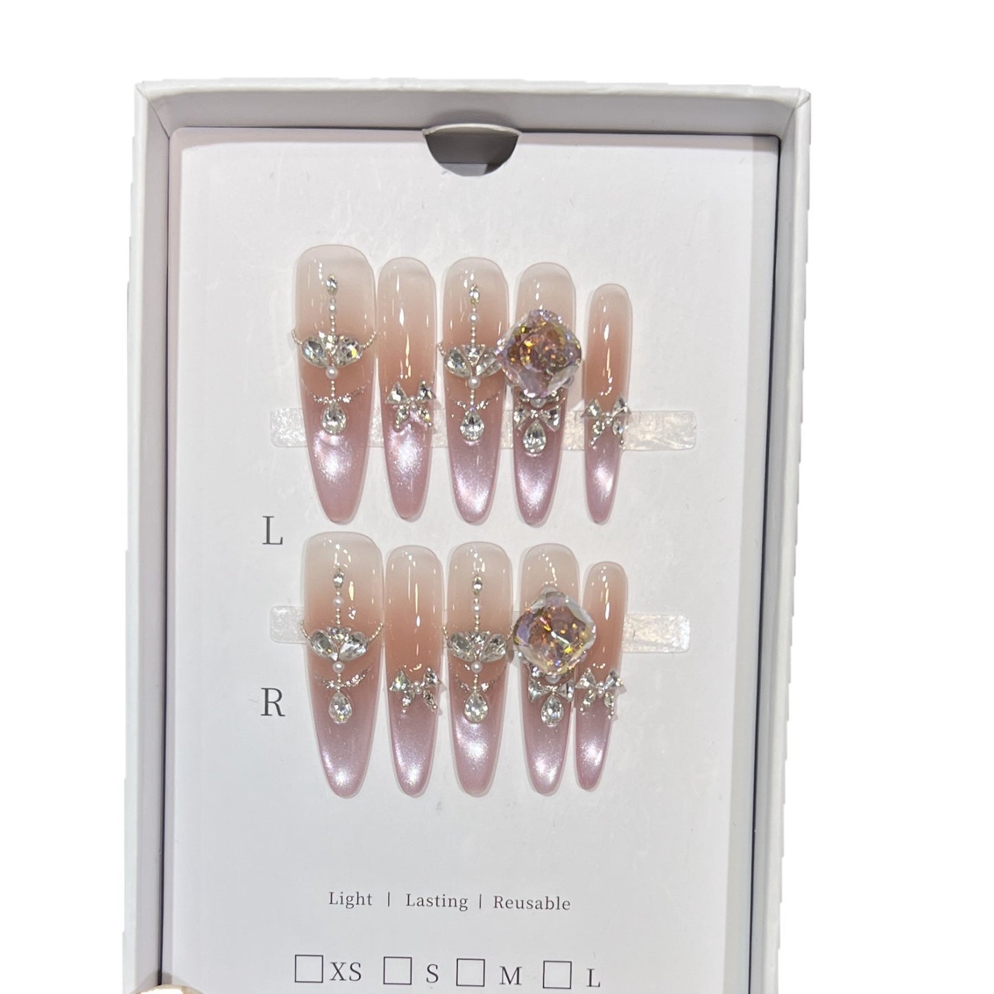Decorative Rhinestone-Embellished Stiletto Press-On Nails Acalora