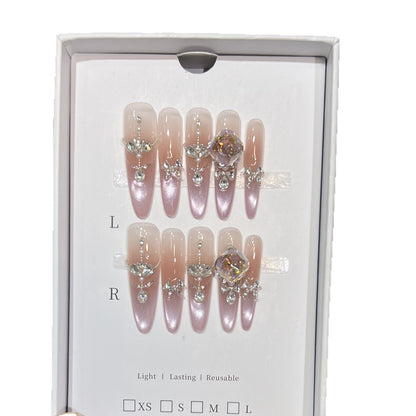 Decorative Rhinestone-Embellished Stiletto Press-On Nails Acalora