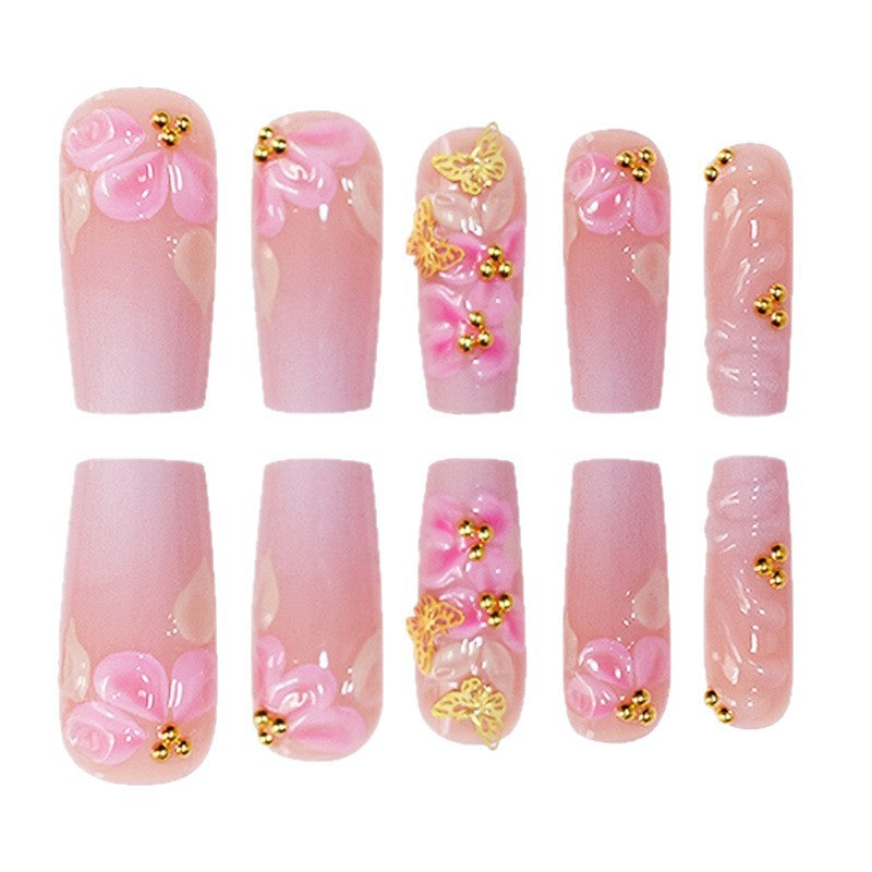 Floral Art Acrylic Press-On Nails Set Acalora
