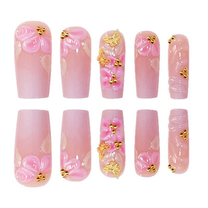 Floral Art Acrylic Press-On Nails Set Acalora