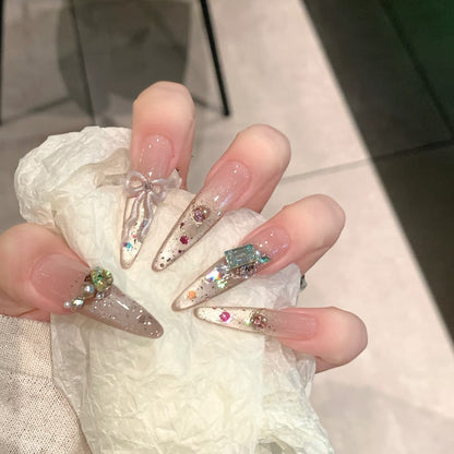 Decorative Stiletto Nail Art Set with Gem Accents Acalora