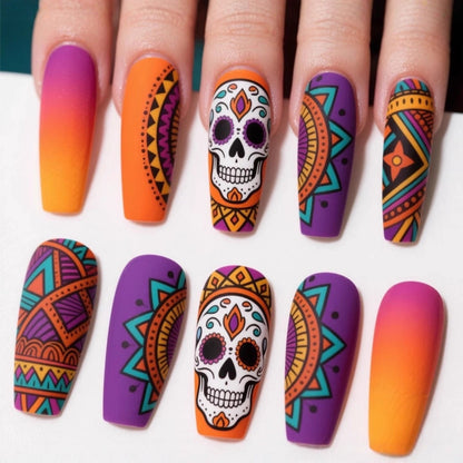 Artificial nails with creepy skull design Acalora