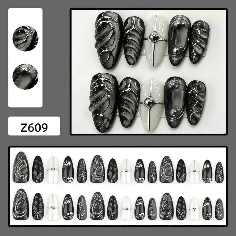 Acrylic Nail Set with Modern Design and Delicate Accents Acalora