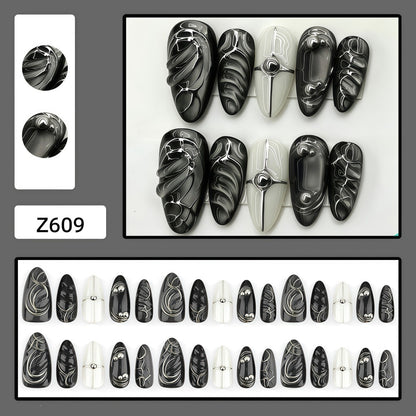 Acrylic Nail Set with Modern Design and Delicate Accents Acalora