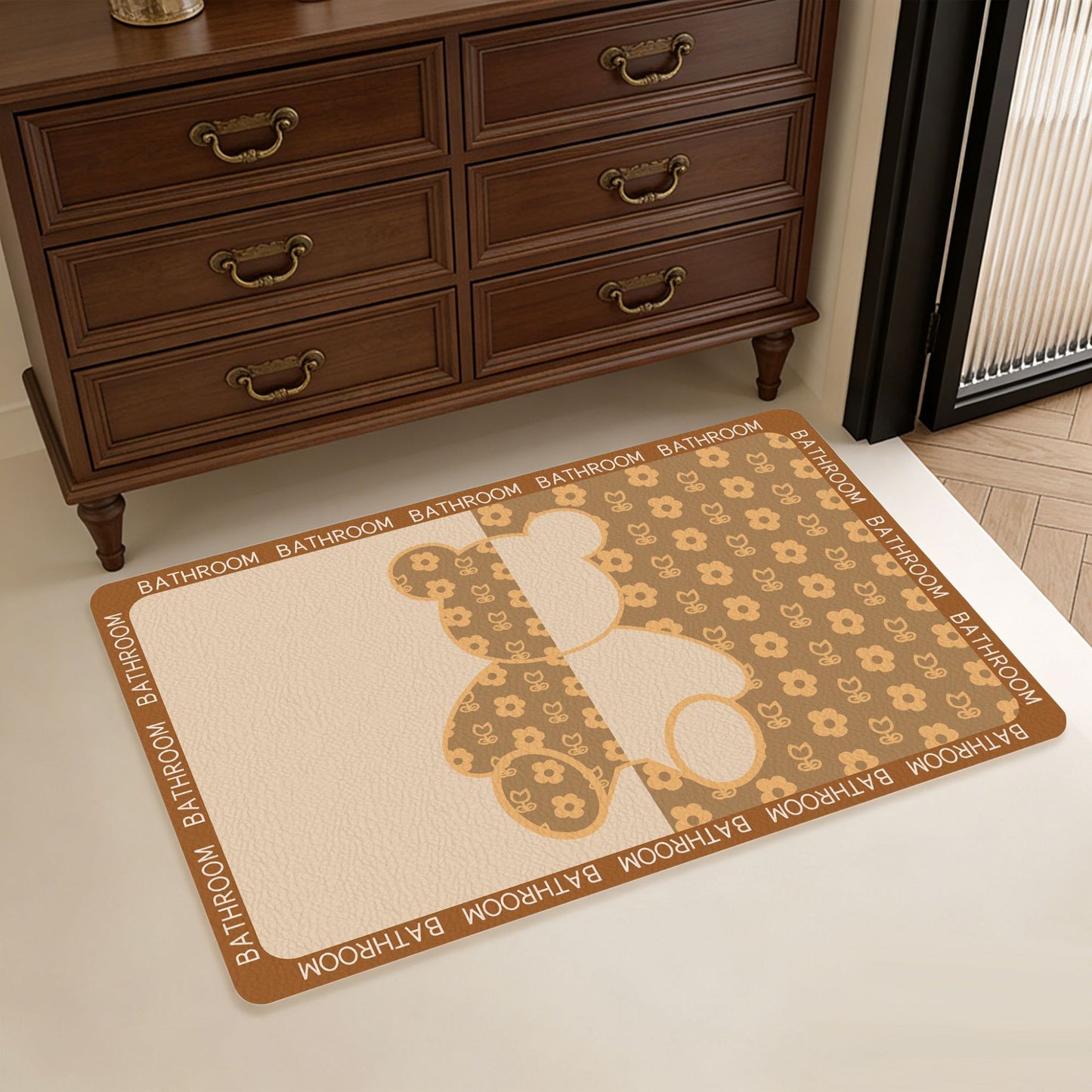 Geometric Patterned Memory Foam Bath Mat Acalora