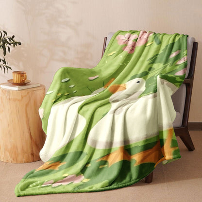 Whimsical Duck-Themed Fleece Throw Blanket