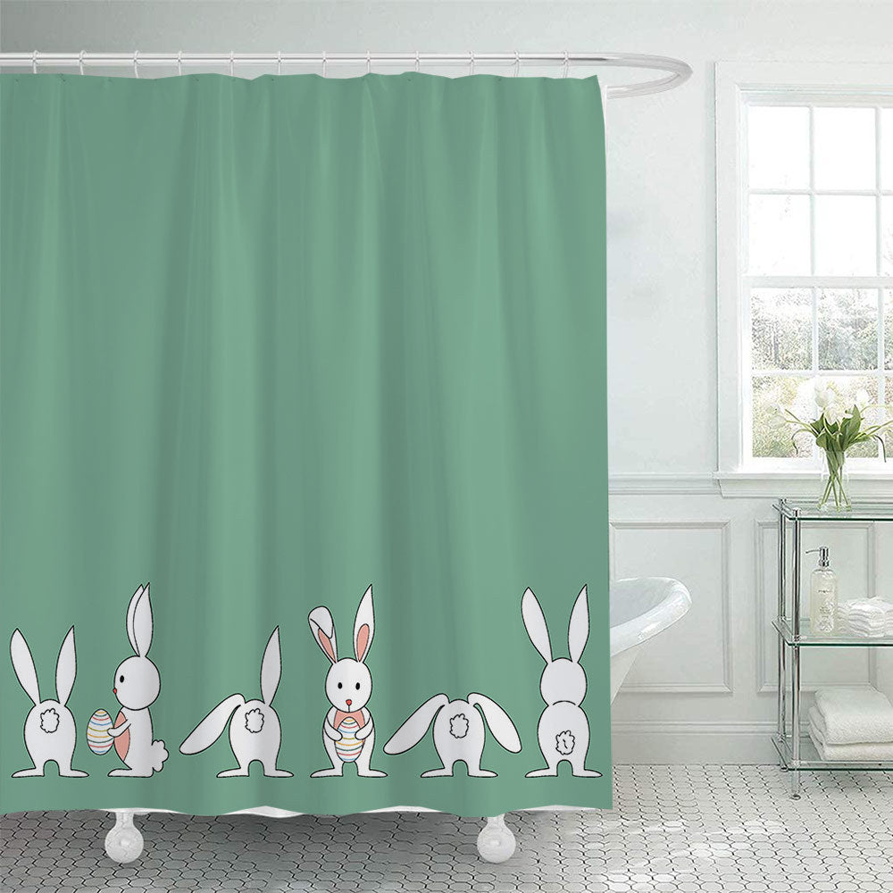 Whimsical Bunny Print Shower Curtain