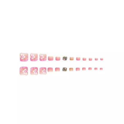 Decorative Floral Press-On Nails Set with 3D Accents Acalora