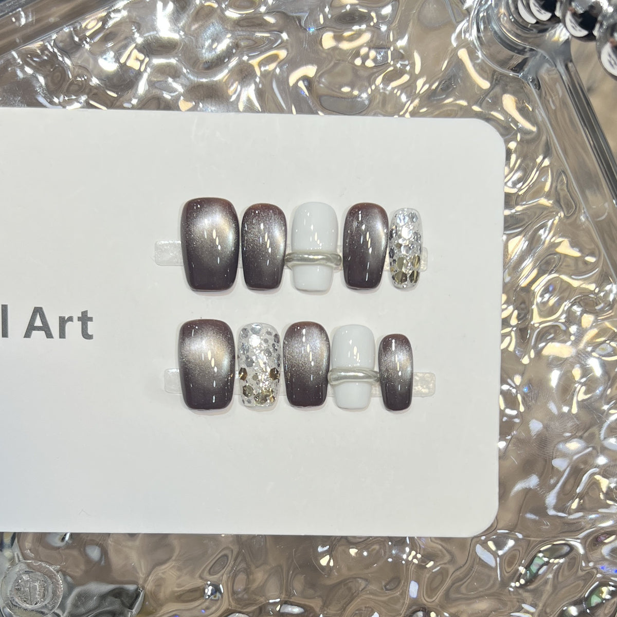 Press-On Nail Art Set with Ombre and Glitter Accents Acalora