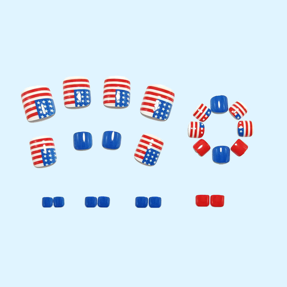 Patriotic style artificial nails with flag motifs Acalora